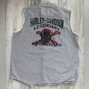 Harley Davidson Biker Gray Vest Plus Size